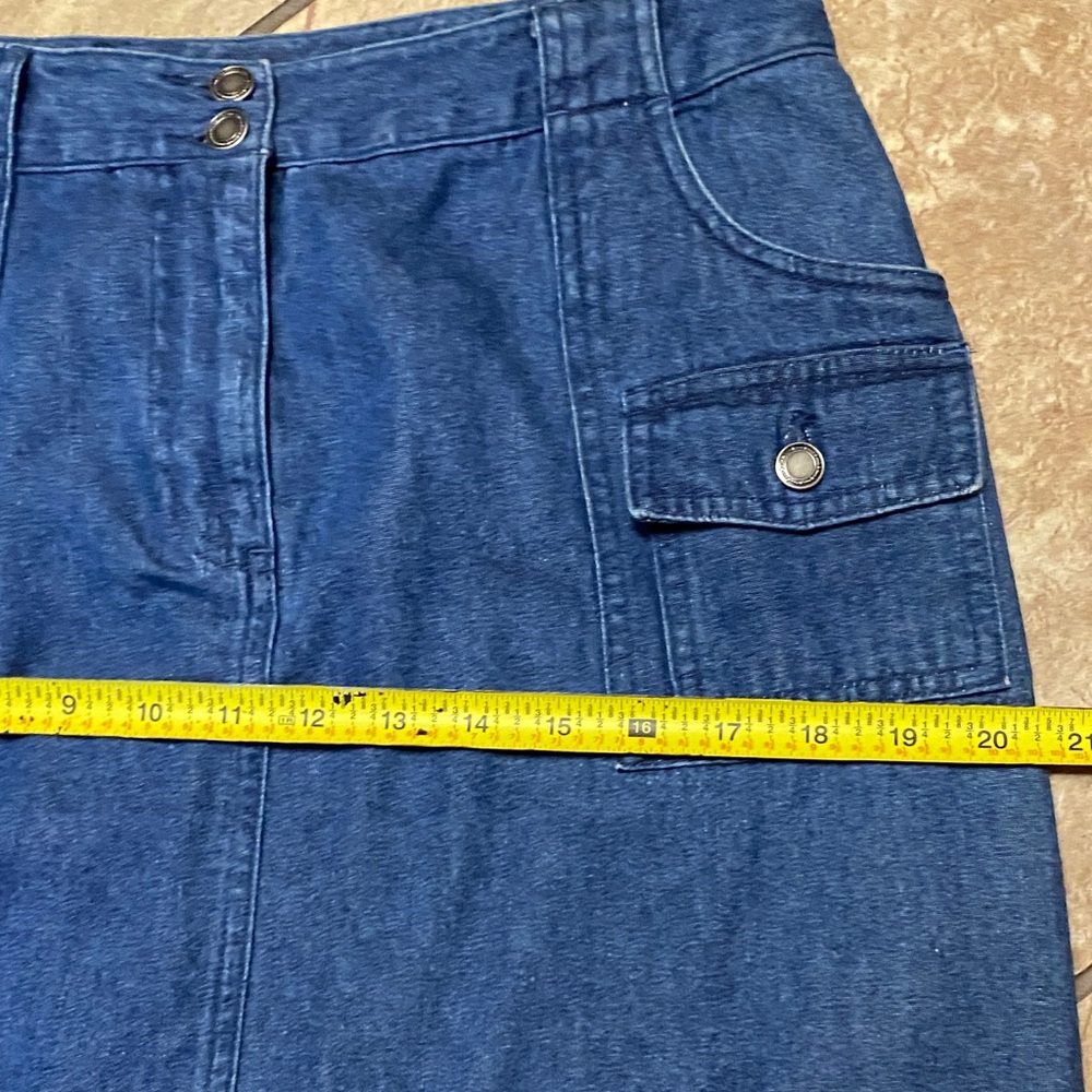 Denim Blue Size 12 Midi Skirt with Pockets Cottagecore Minimalist Practical - Picture 10 of 10